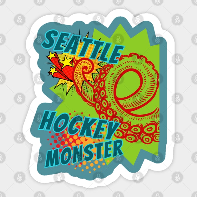 Seattle Hockey Monster! Get KRAK 'EN!  Retro Pop Art Hockey Style Sticker by SwagOMart
